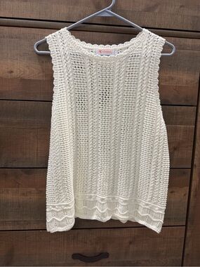 Cream Crochet Knit Sleeveless Top